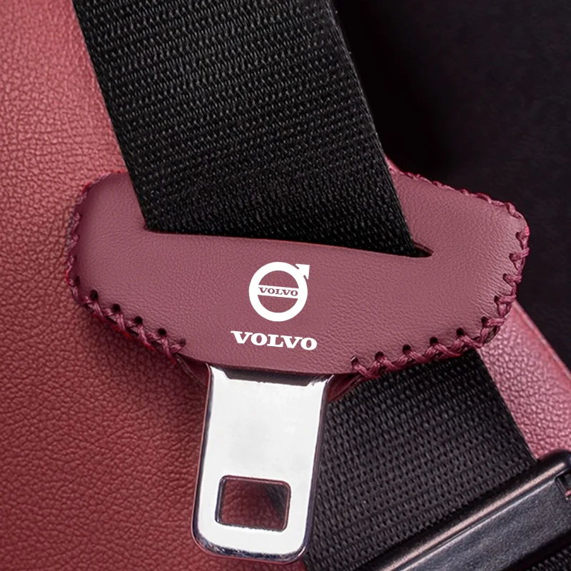 Universal Car Seat Belt Buckle Clip Cover Leather Case Accessories For Volvo XC40 XC60 V60 V40 XC90 V50 S60 V70 S90 Olestar AWD