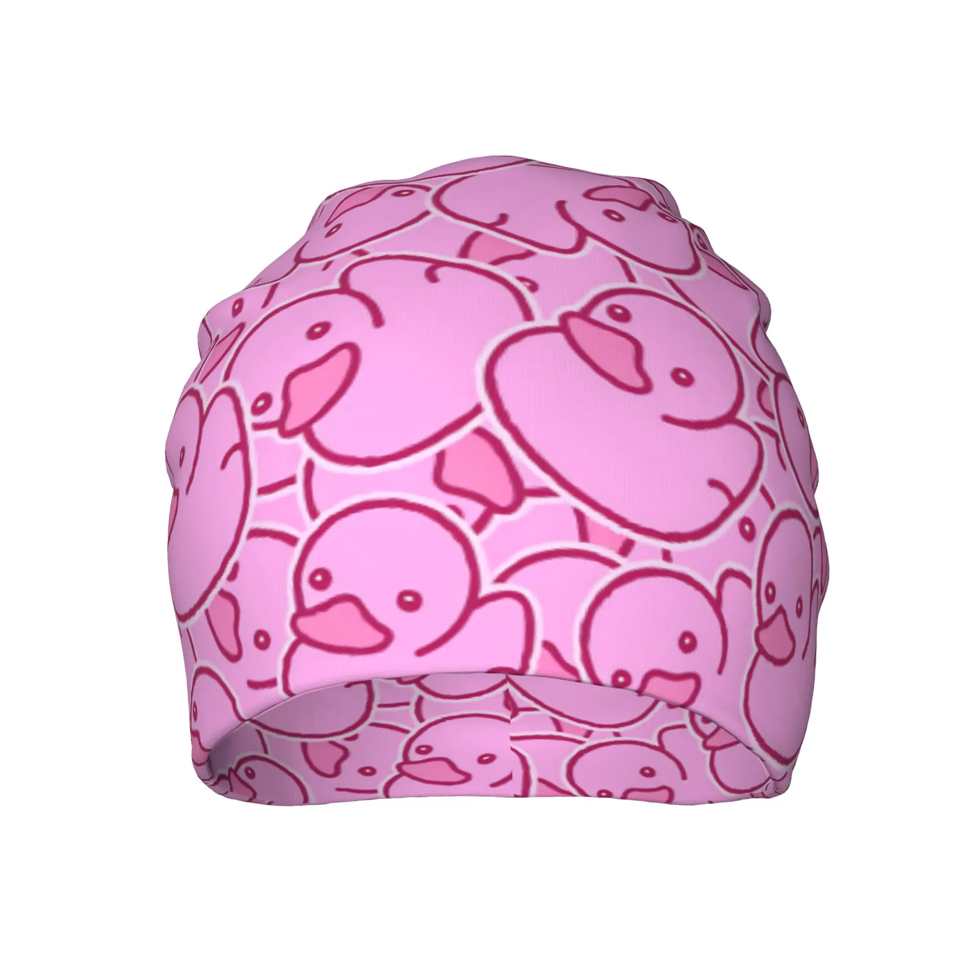 Cute Duck Pink Beanie Hats  Knitting Hat Outdoor Elastic Unisex Adult Caps Autumn Pattern Street Y2K Bonnet Hats Birthday Gift