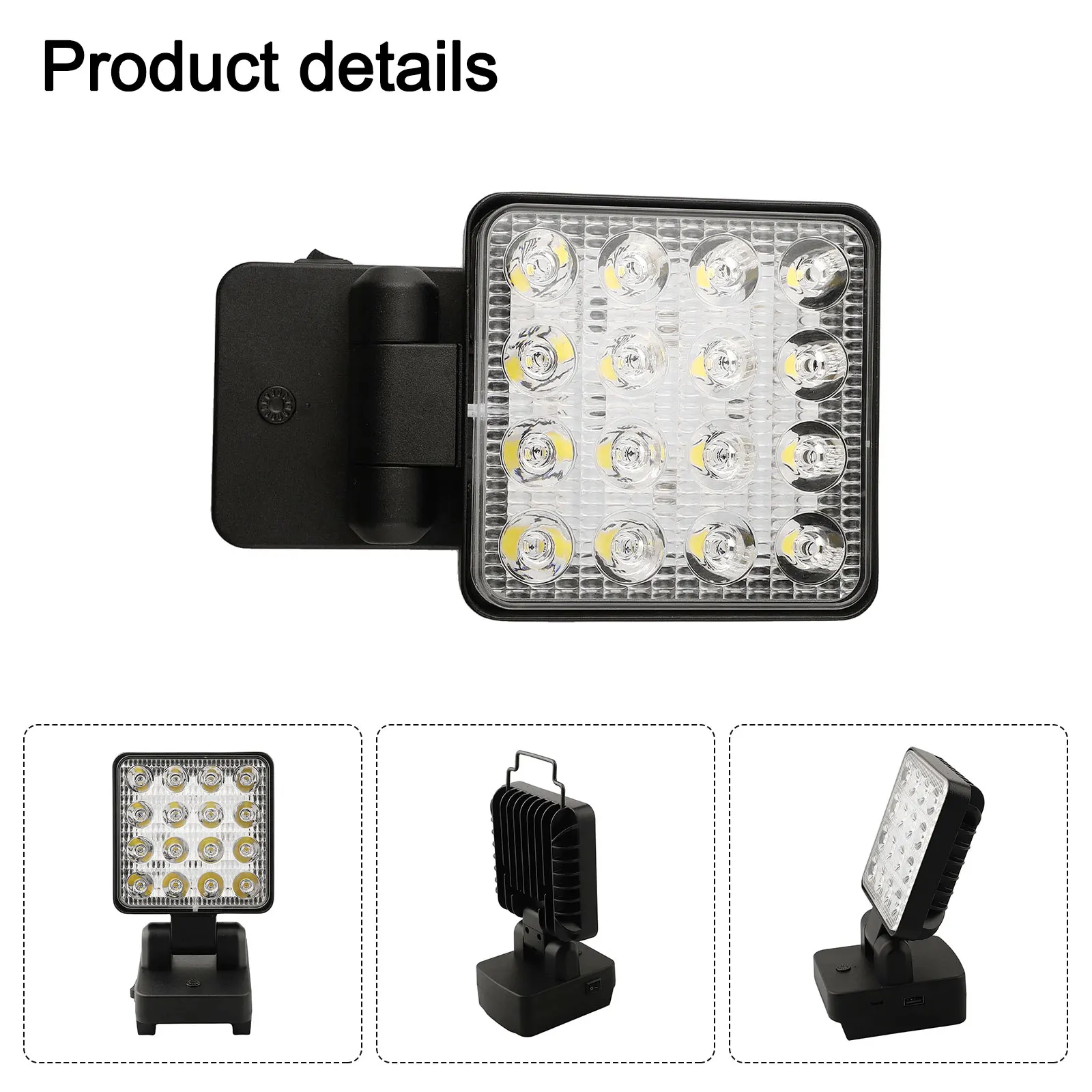 Linterna LED Luz de trabajo para Worx WA3593 WA3595 WA3401 Serie Operación de doble interruptor con cabezal flexible y gancho