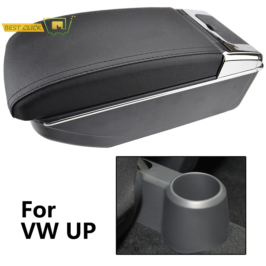 Center Console For VW Up 2009 - 2017 Dual Storage Box Leather Armrest 2010 2011 2012 2013 2014 2015 2016 Cup Holder