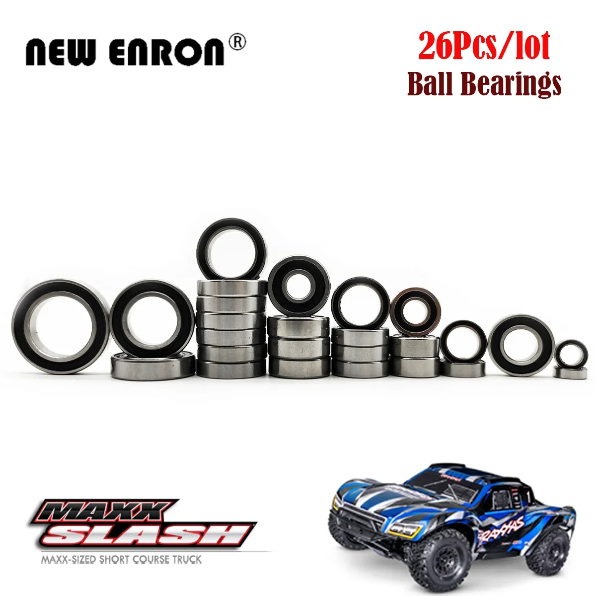 26 قطعة مجموعة محامل كروية من الفولاذ الكروم مطاط أسود مختوم مسبقًا لسيارة RC TRAXXAS Maxx Slash 102076 -4 شاحنة ذات دورة قصيرة