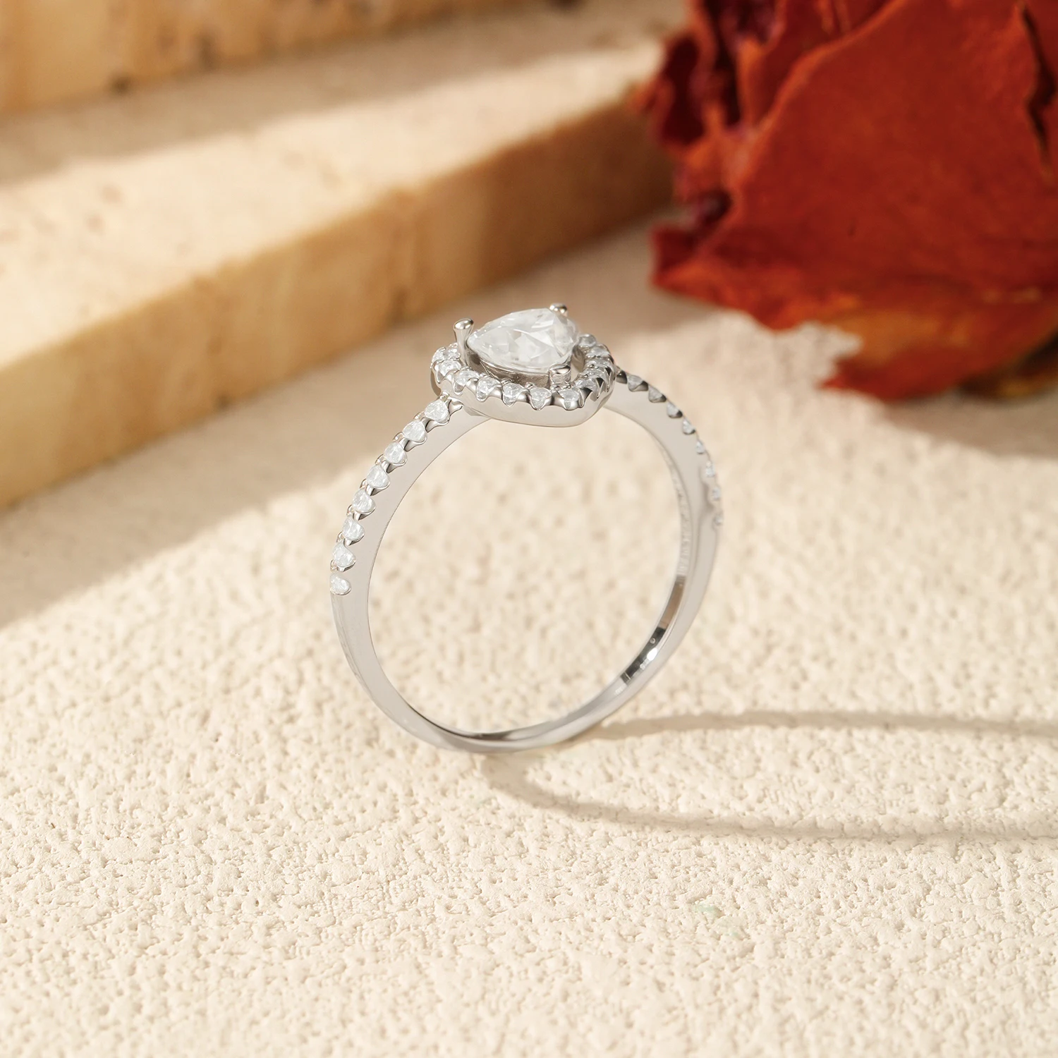 موديان 925 فضة موضة يؤرخ خواتم رائعة D اللون مويسانيتي القلب هالة خواتم للنساء غرامة مجوهرات