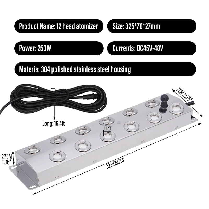 12 Head Ultrasonic Mist Maker Fogger Ultrasonic Atomizer Plate Air Humidifier Hydroponics Nebulizer