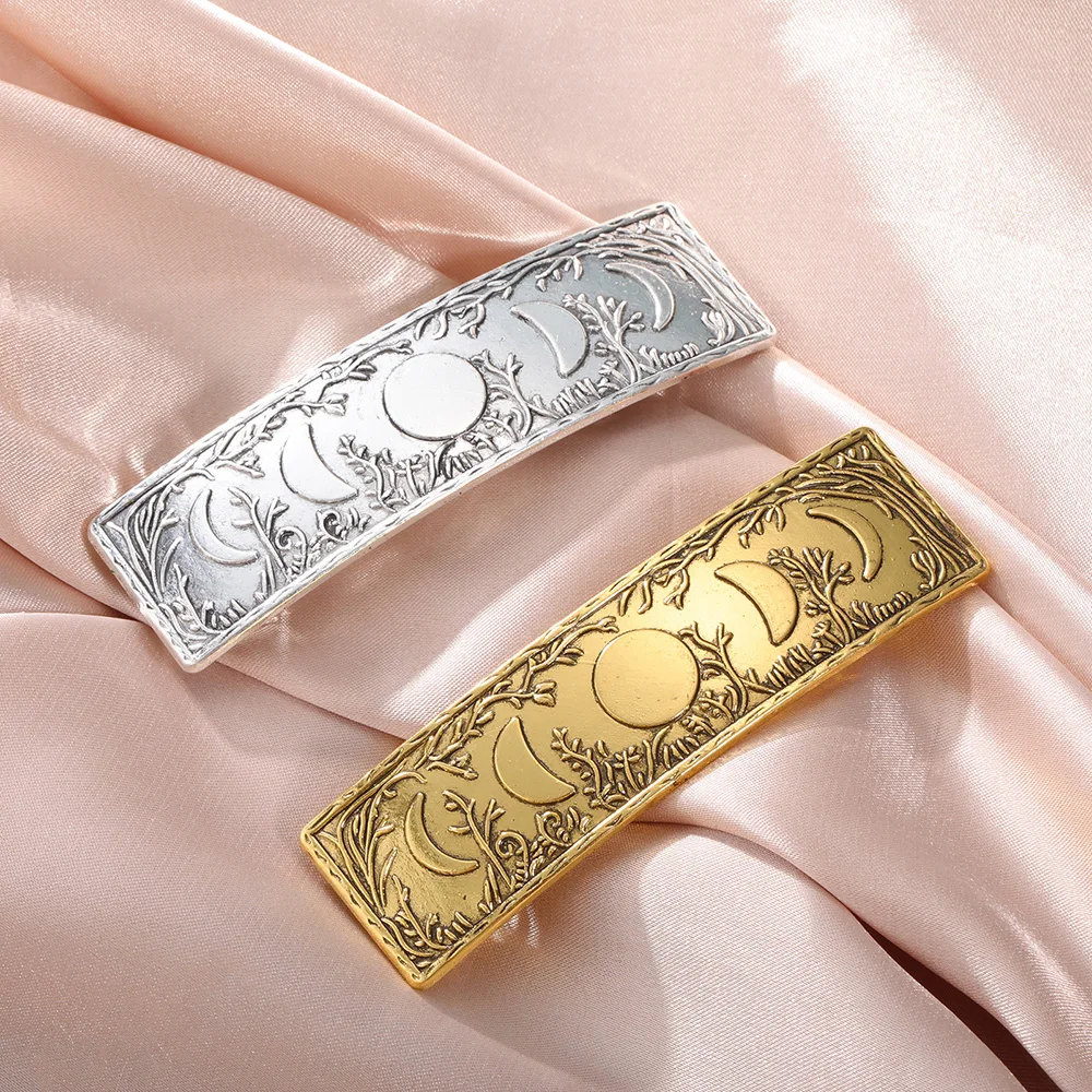 Dawapara Moon Phase and Tree Hairpin Metal Crescent Moon Sun Barrettes Hair Accessories Vintage Women Jewelry