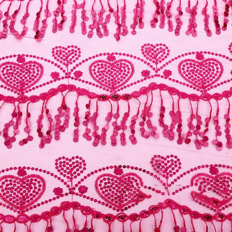 

Мерцающая разноцветная кружевная ткань с бахромой в форме сердца и блесток для фата, праздничное платье, украшение для рукоделия, роскошный текстиль, поставка для рукоделия