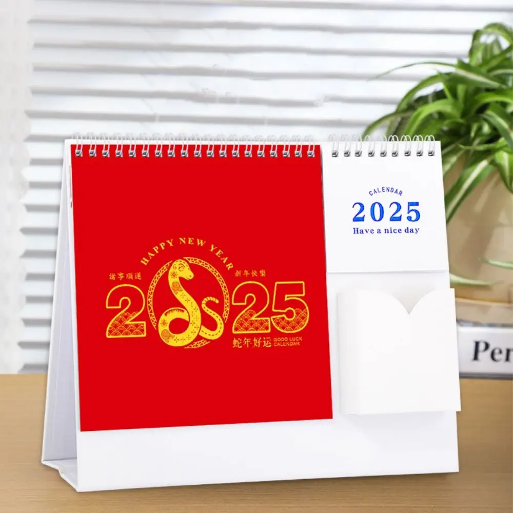 Gift Creative 2025 Desk Calendar Scheduler Portable Agenda Planner Daily Use Simple Standing Flip Calendar Office Stationery