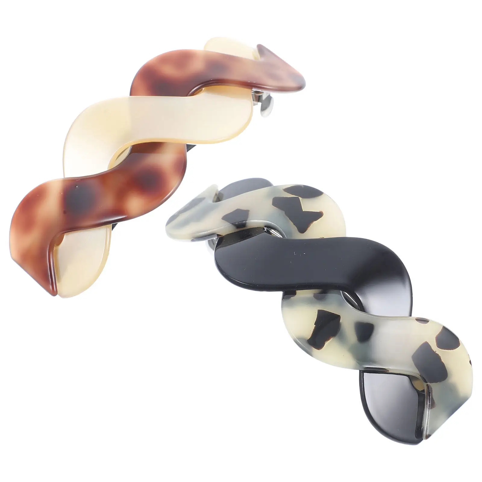 

2Pcs Acrylic Alloy Spring Hair Barrettes Ponytail Clips Lightweight Portable Styling Accessories for Women Thick Hair Makeup