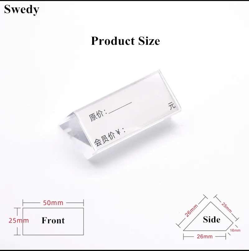 50x25mm Mini Promotion Sign Paper Card Holder Display Stand Small Acrylic Price Label Paper Tags