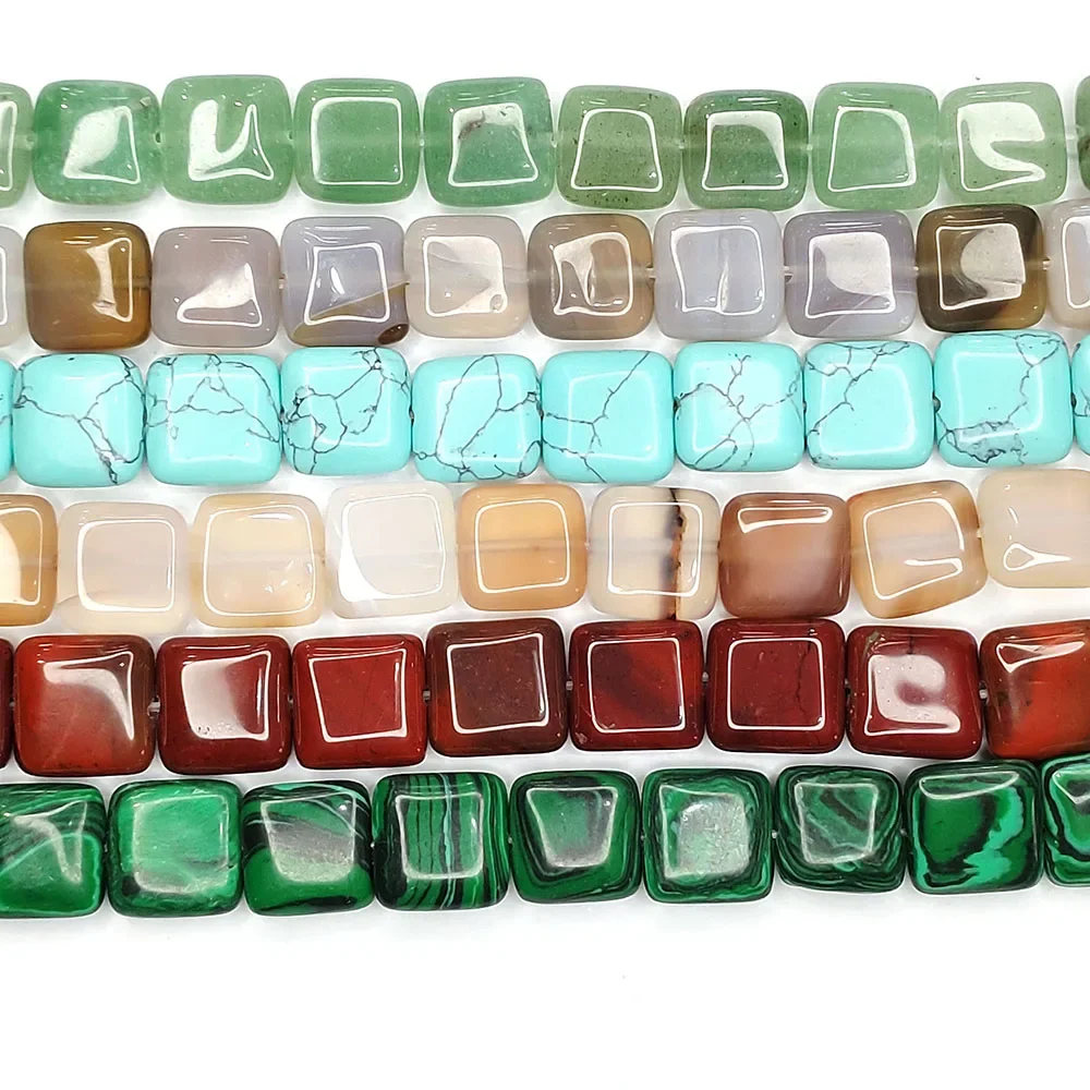 Square Natural Stone Beads Charm Crystal Jewelry Wholesale for DIY Handmade Fashion Necklace Jewelry Accessories 12x12x5mm