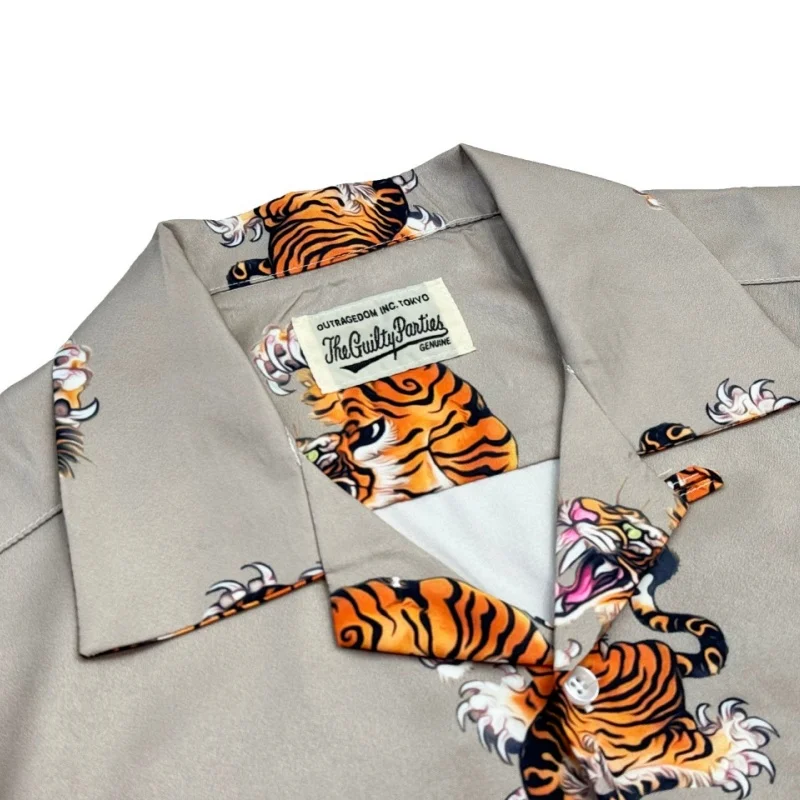 Autumn Winter Multicolour WACKO MARIA Tiger Digital Print Mens Womens Classic Hawaii Long Sleeve Shirt Loose Casual Brand Shirt