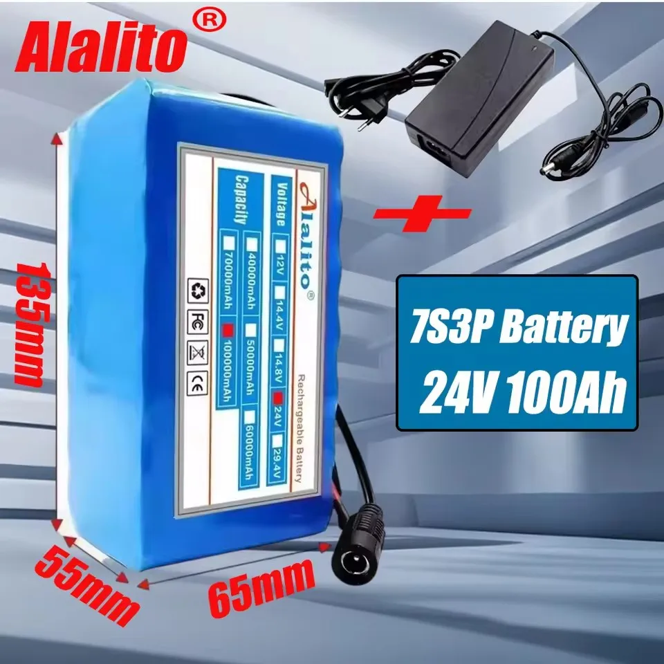 NEW 7S3P 24V 40/50/60/70/100Ah 18650 rechargeable lithium battery suitable for wheelchair bicycle battery pack
