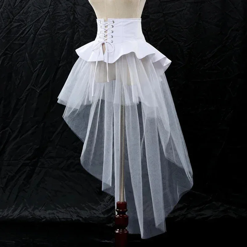 스팀펑크 코르셋 오버스커트 고딕 펑크 스커트 여성 할로윈 파티 카니발 칵테일 튤 스커트