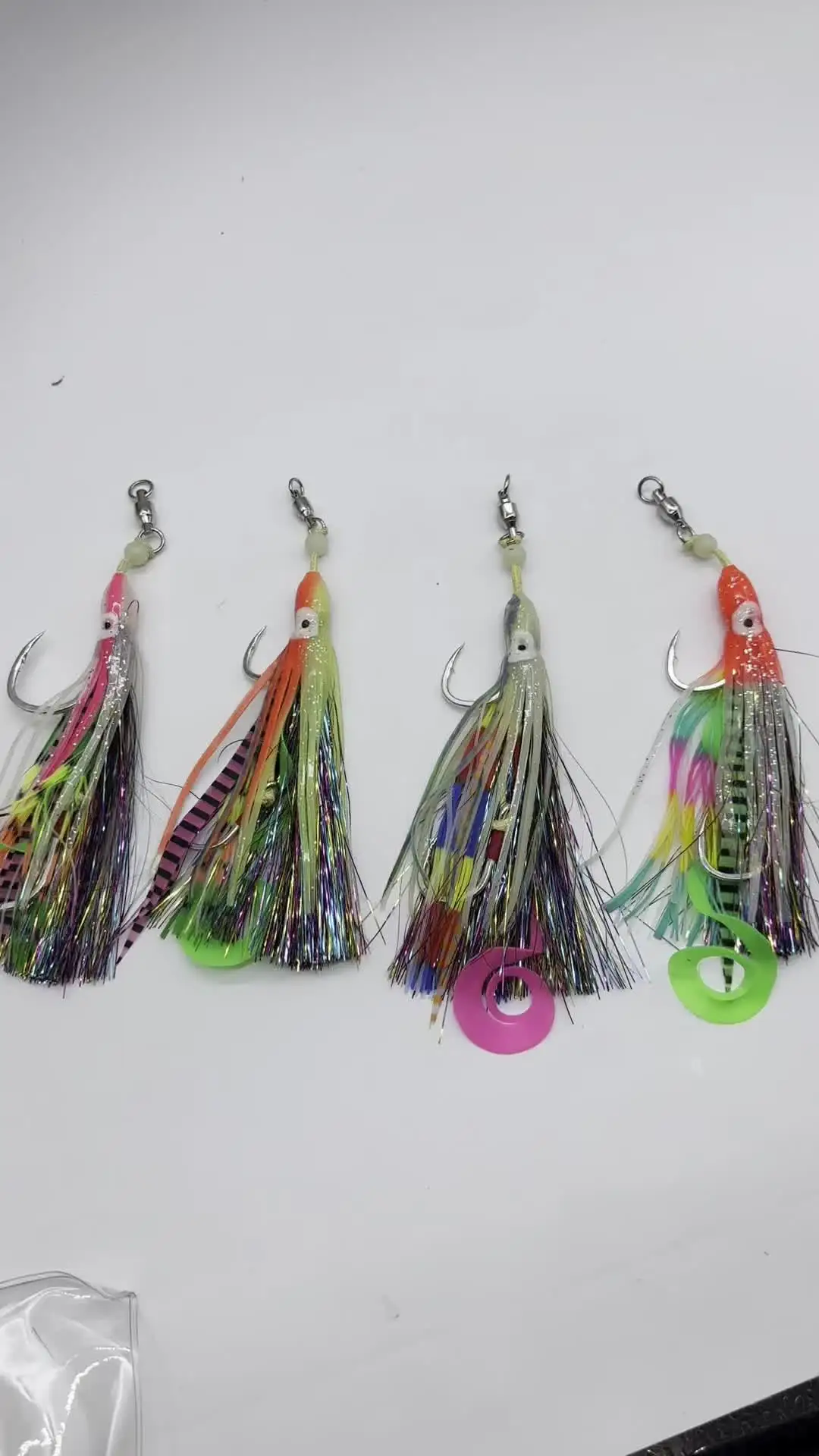 Kevlar soft fishing lure Assist hook Tinsel line  Luminous Octopus Fishing String Hook Bait Double Hooks pesca lures
