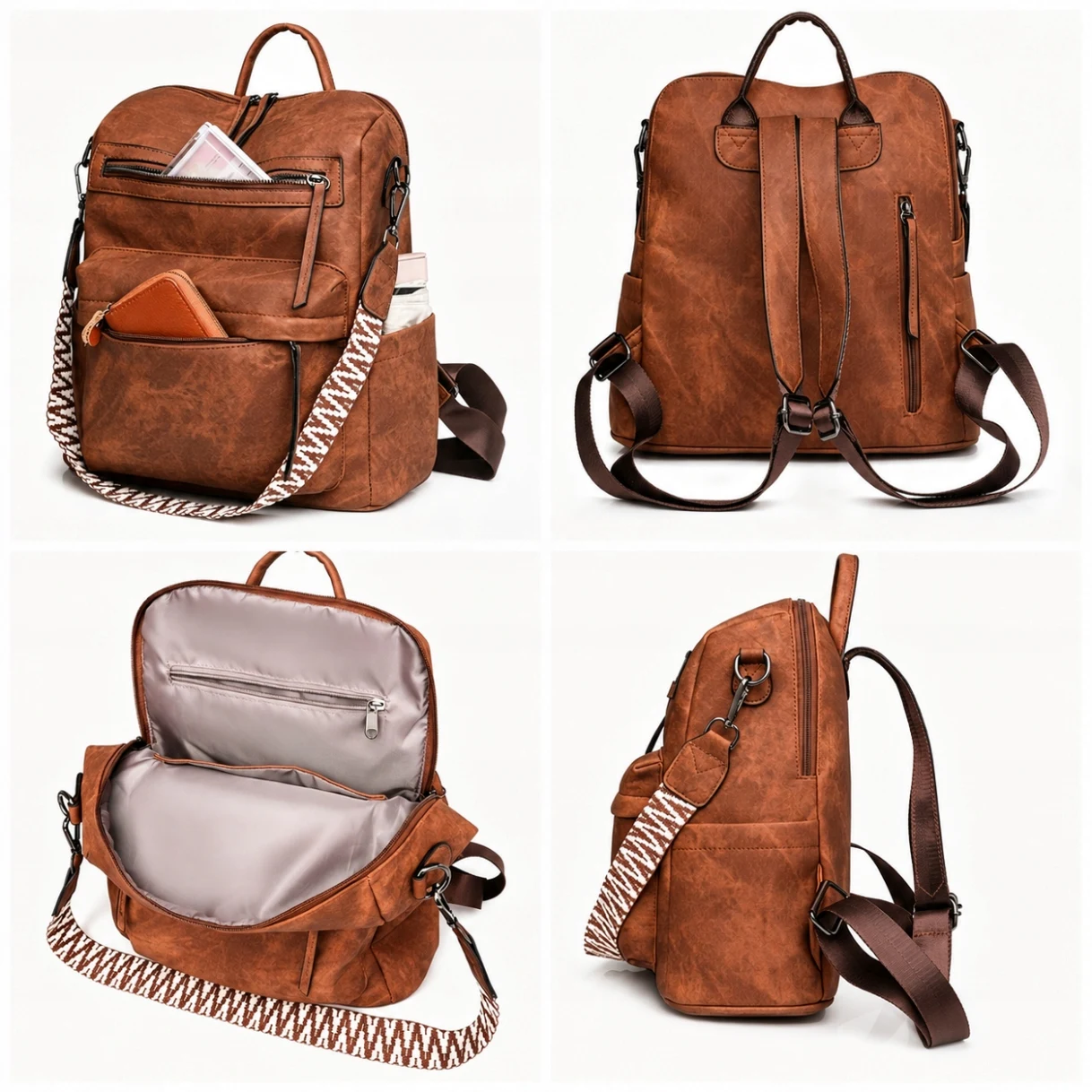 Image of Modischer urbaner Damenrucksack, leicht, großes Fassungsvermögen, multifunktionale Schultertasche für den täglichen Gebrauch und Reisen.