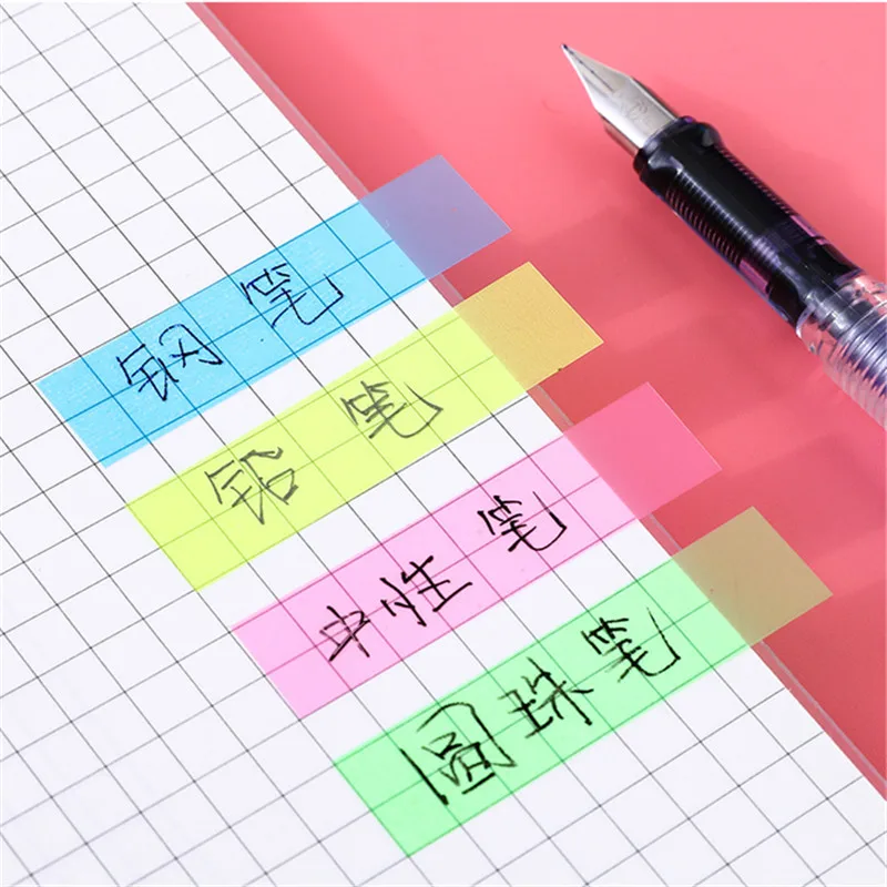 200sheets Color Transparent Sticky Notes Tab Self-Adhesive Posted It Clear Office School Annotation Books Page Marker Stationery