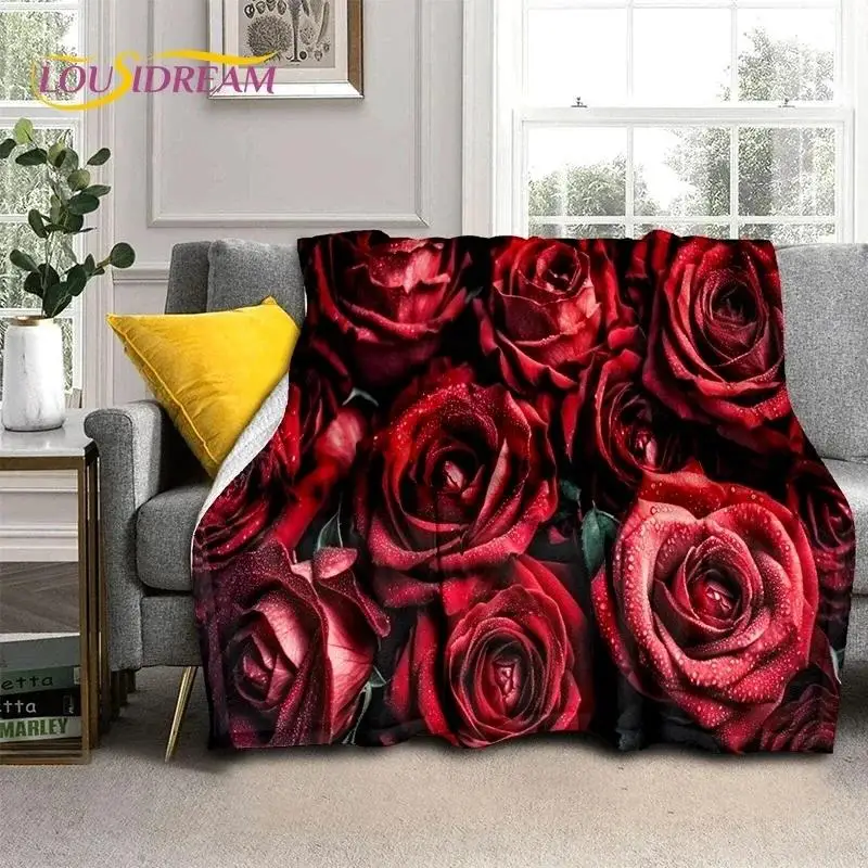 

D Rose Flower Nordic Romantic Soft Blanket Warm Throw for Picnic Bed Sofa Home Bedroom Perfect Gift