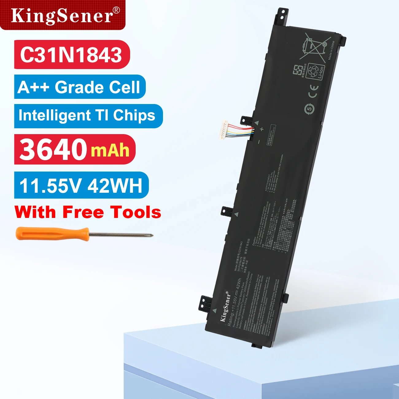 

KingSener C31N1843 Laptop Battery For ASUS VivoBook X432FA X532FL S14 S432 S432FA S432FL S15 S532 S532FA S532FL 0B200-03430000