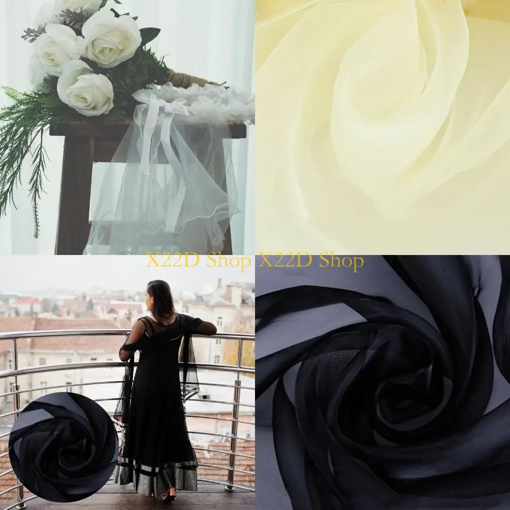 X22D 35g Organza Sheer Fabric for Craft Bridal Dress Bows Ribbon Wedding Decoration