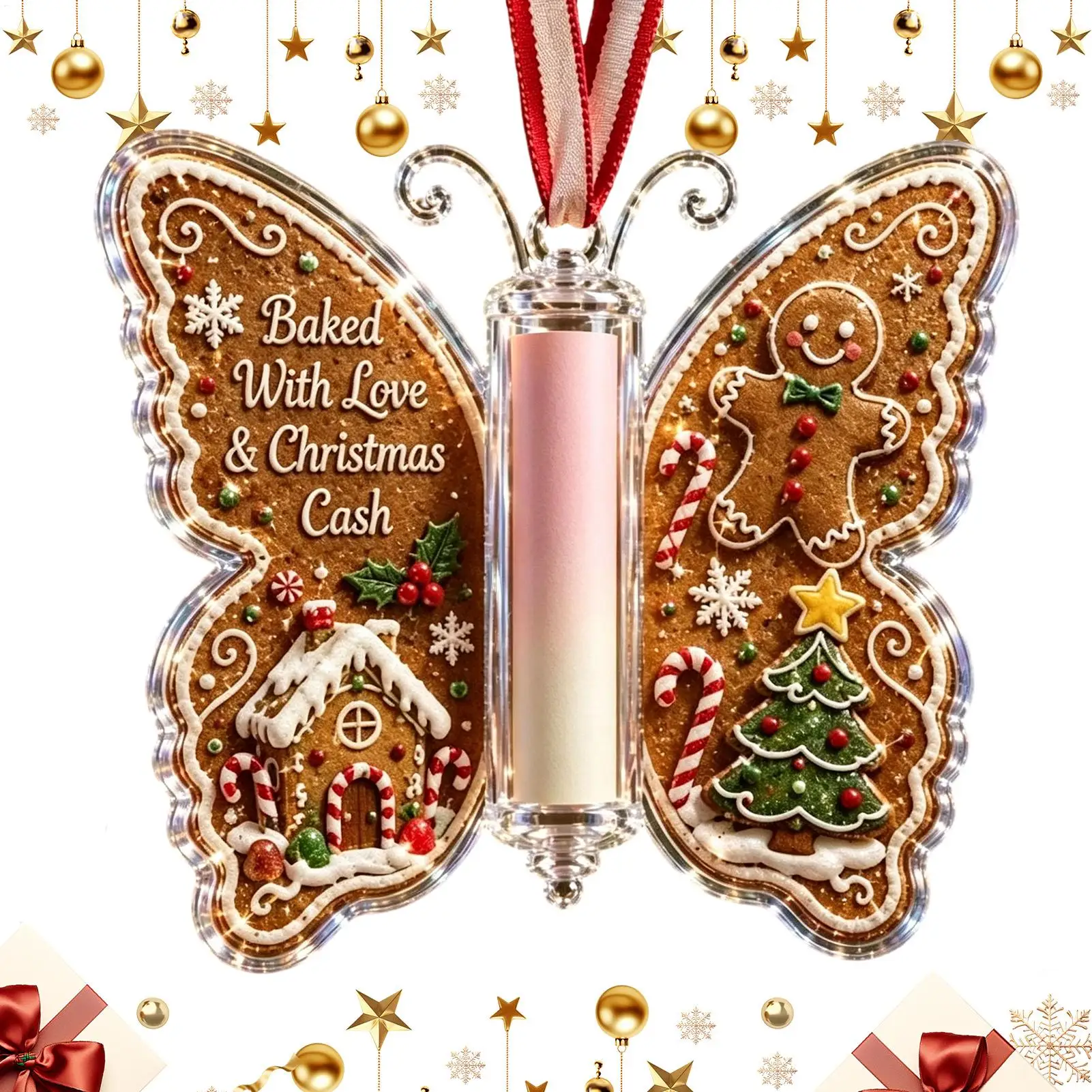Christmas Cash Holder Acrylic Butterfly Shape Tree Decorations Christmas Money Cards For Kids Boys Girls Sons Daughters Friends
