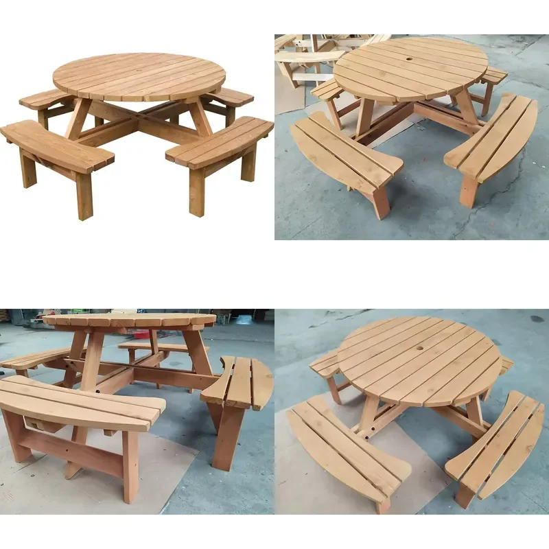 for 8 Seat Luxury Commercial Round Wooden Bar Fixed Restaurant Terrace Cafe Reception Bar