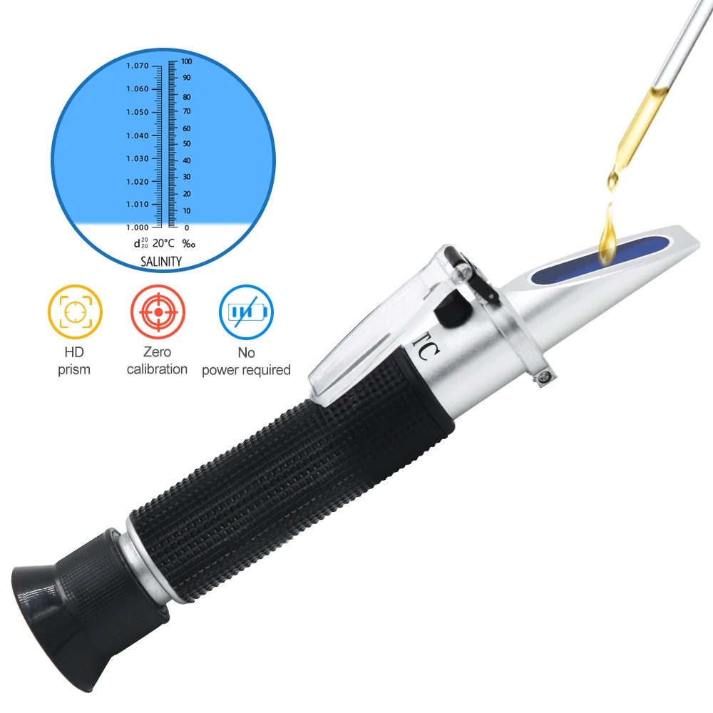 Handheld Salinity Refractometer 0-100% Salinometer 1.000-1.070SG Salinity Seawater Salinometer For Aquarium