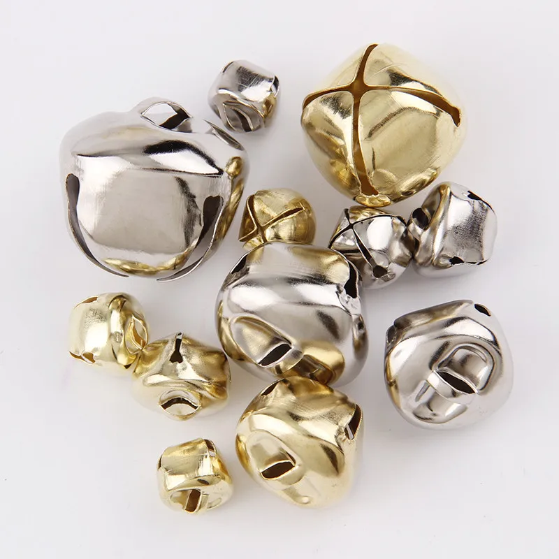 12/13/15/20/24/28mm Christmas Jingle Bells Gold White K Cross Bells  for Party Christmas Tree Decoration DIY Crafts Accessories