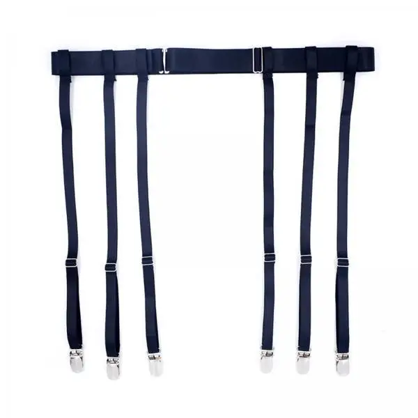Black Nylon Garter Belt with Metal Clips Glossy Stockings Suspender Strap for Bar Stage Performance