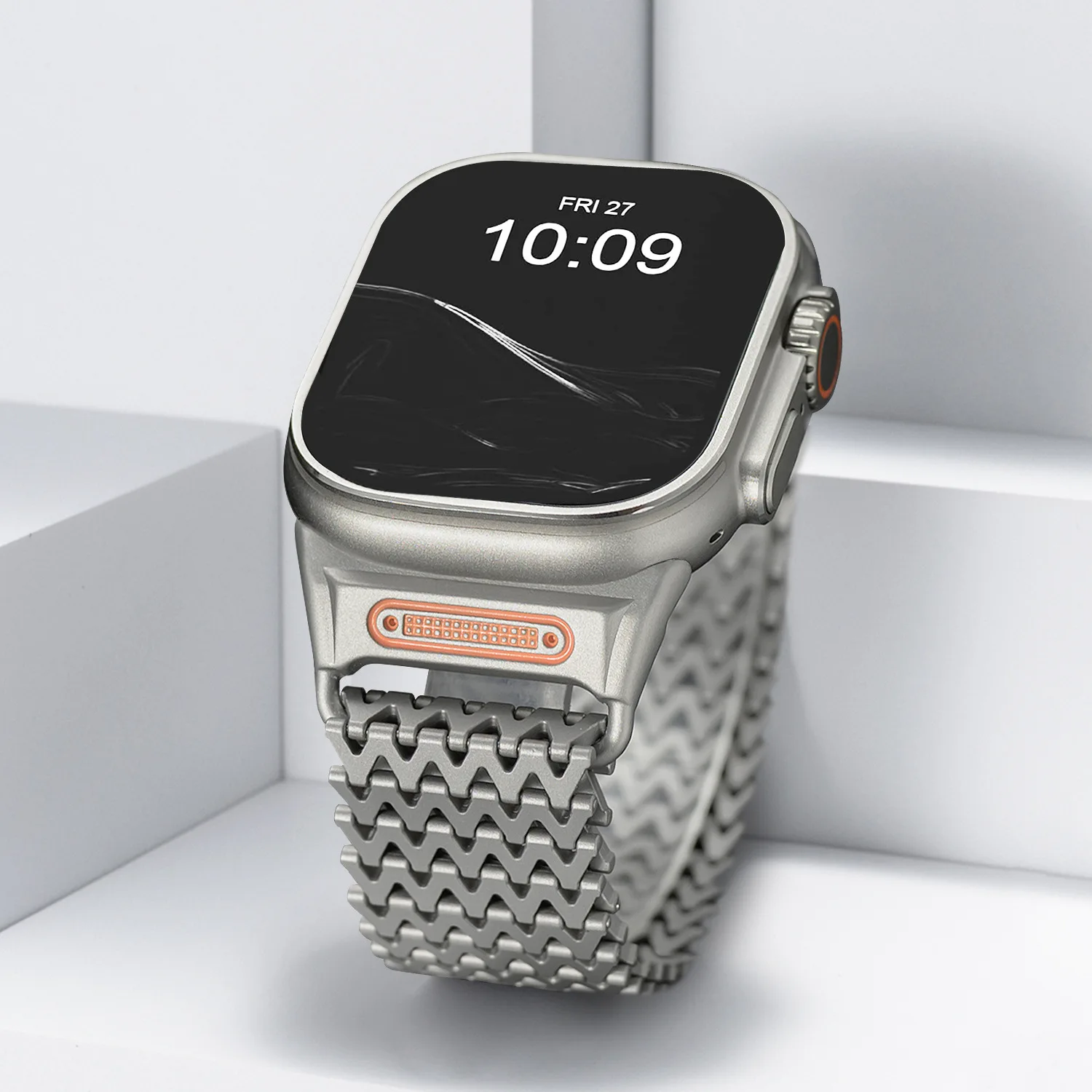 الفاخرة الفولاذ المقاوم للصدأ حزام ل سوار ساعة أبل الترا 49 مللي متر 46 مللي متر 45 مللي متر التيتانيوم اللون المغناطيسي سوار ل IWatch 10 9 8 7 6 SE