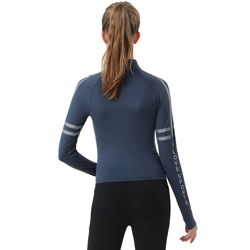 Chaqueta de Golf y Yoga para correr al aire libre para mujer, cárdigan ajustado de secado rápido con cremallera, Top de manga larga con cuello levantado, novedad