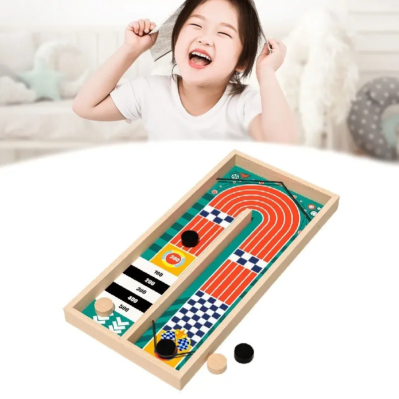 

Quick Sling Pinball Game Portable Desktop Slingshot Game Wooden Ice Hockey Toy Educational Board Toy Family Friend Party Camping