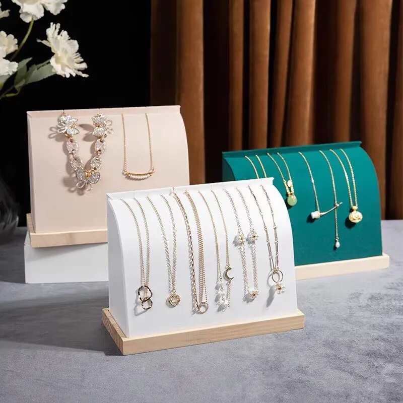 

Fashion Solid Wood Base Large Size Jewelry Stand Wooden Multiple Easel Showcase Display Holder Storage Convenient for Necklace