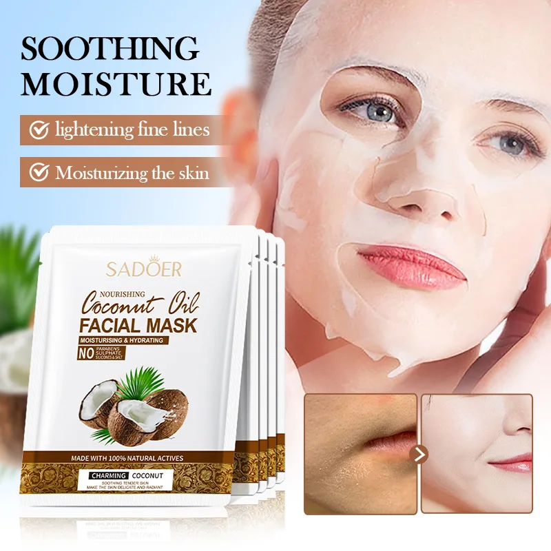 5pcs Coconut Face Mask Facial skincare Moisturizing Firming Hydrating Nourishing Facial Masks Face Skin Care Products