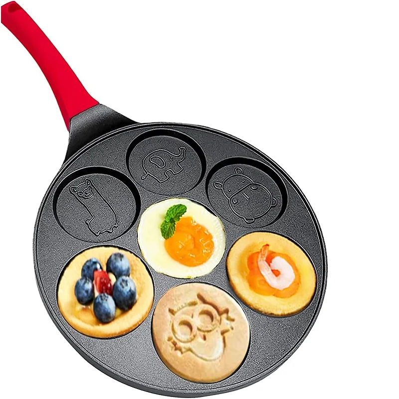 

Seven-hole Breakfast Pan Animal Pattern Flat-bottomed Frying Pan Non-stick Omelet Pan Breakfast Pancake Mold, Non-Stick Frying