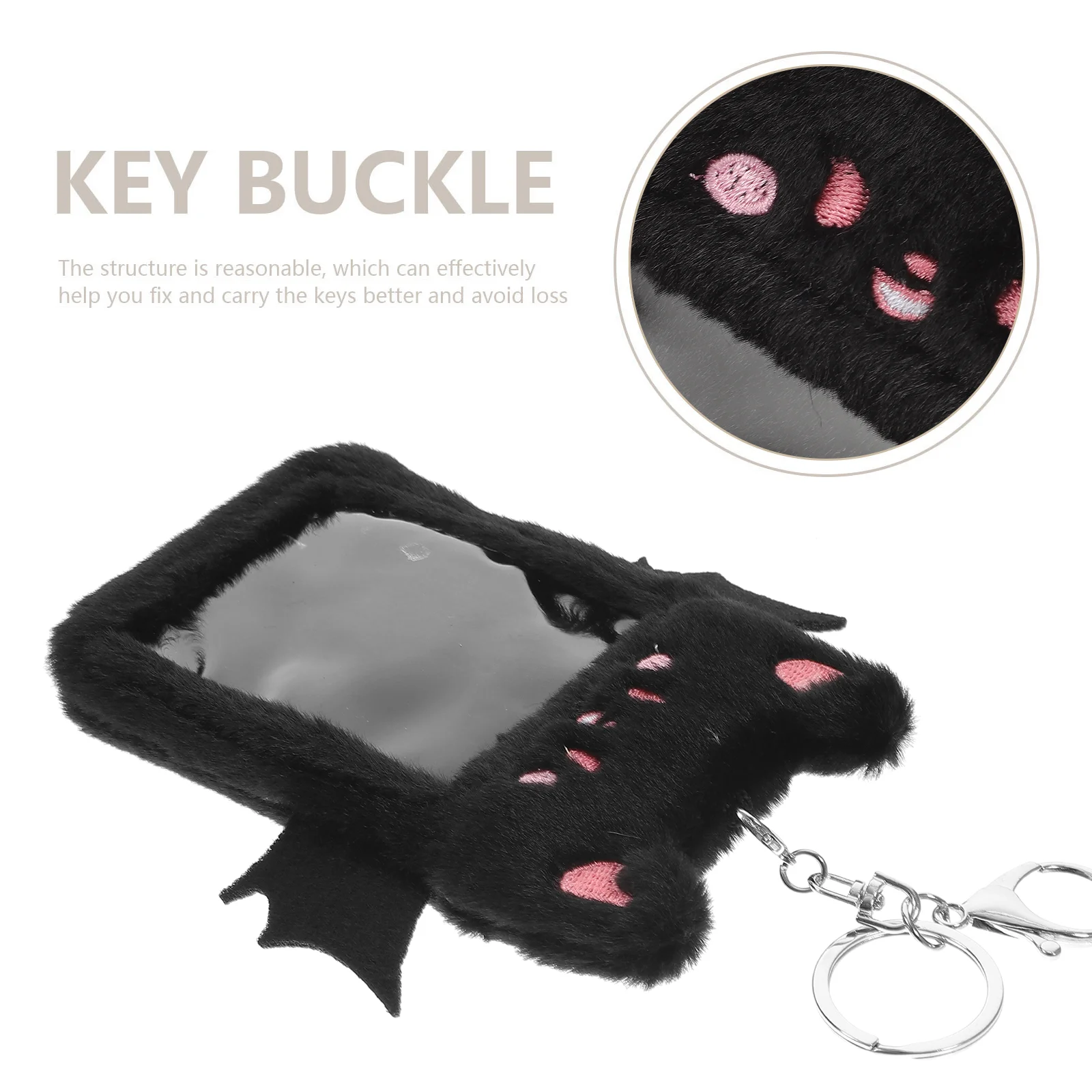 

Plush Card Holder Keychain Protector Id Sleeve Pendant Keychian Protectors Visible Cover Clip