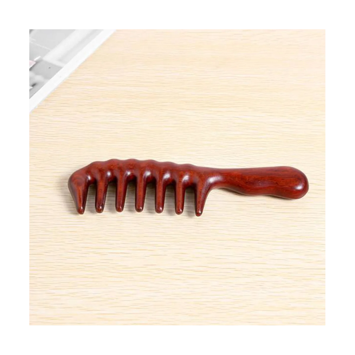 엉킴 방지용 헤어 빗 2개 - 곱슬머리용 넓은 이빨 나무 빗 - 정전기 방지 천연 목재 백단향 빗-ABPX