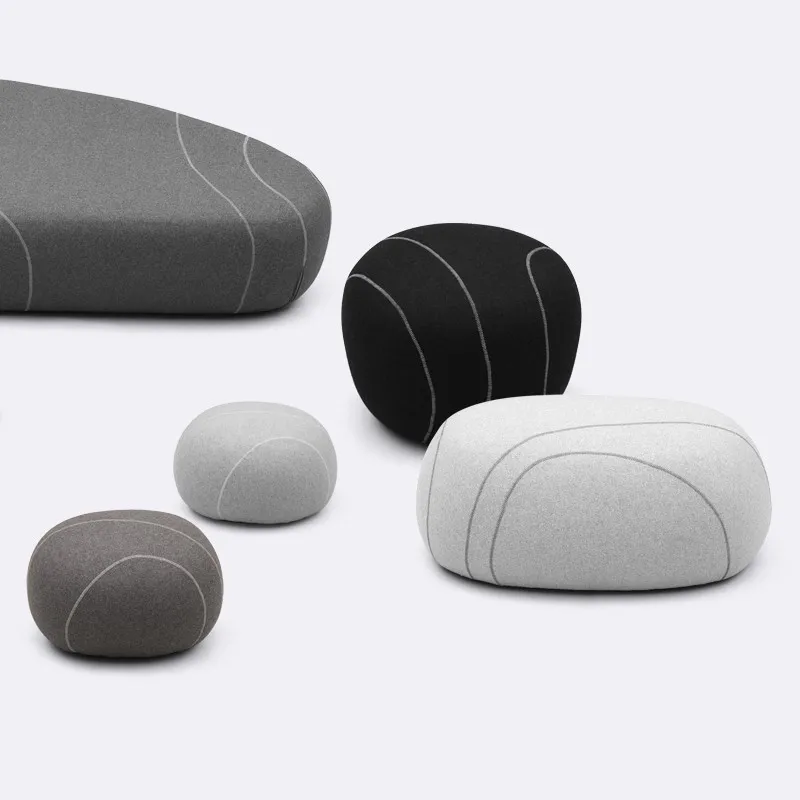 

Designer pebble fabric sofa stool, Nordic pier oval low stool