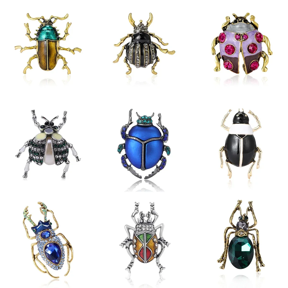 Beautiful Enamel Beetle Brooches for Women Unisex Insect Pins Multi-color Available Casual Party Accessories Gifts