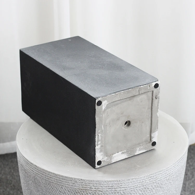 業務用 手描き 黒色 長方形 ホームデコレーション セメント製 大型コンクリート鉢 室内植物用プランター