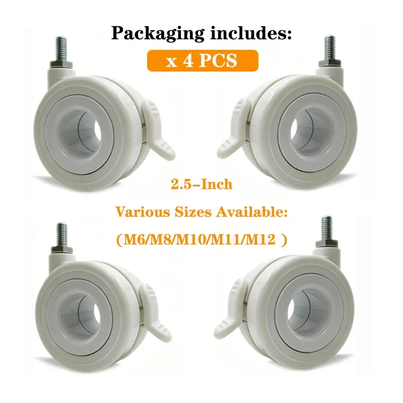 4Pcs 2.5 Inch Hollow Swivel Caster Wheels Premium Silent No Noise Durable for Office Chair Furniture