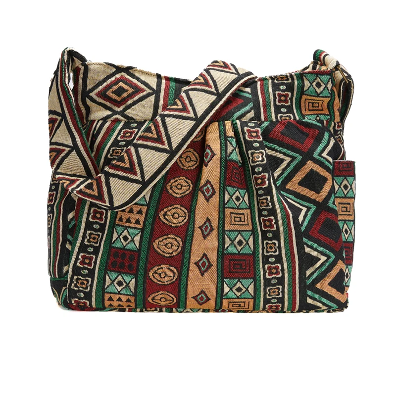 Annmouler Large Capacity Shoulder Bag Bohemian Style Crossbody Bag Vintage Hobo Bag Multi-pockets Messenger Bag for Ladies