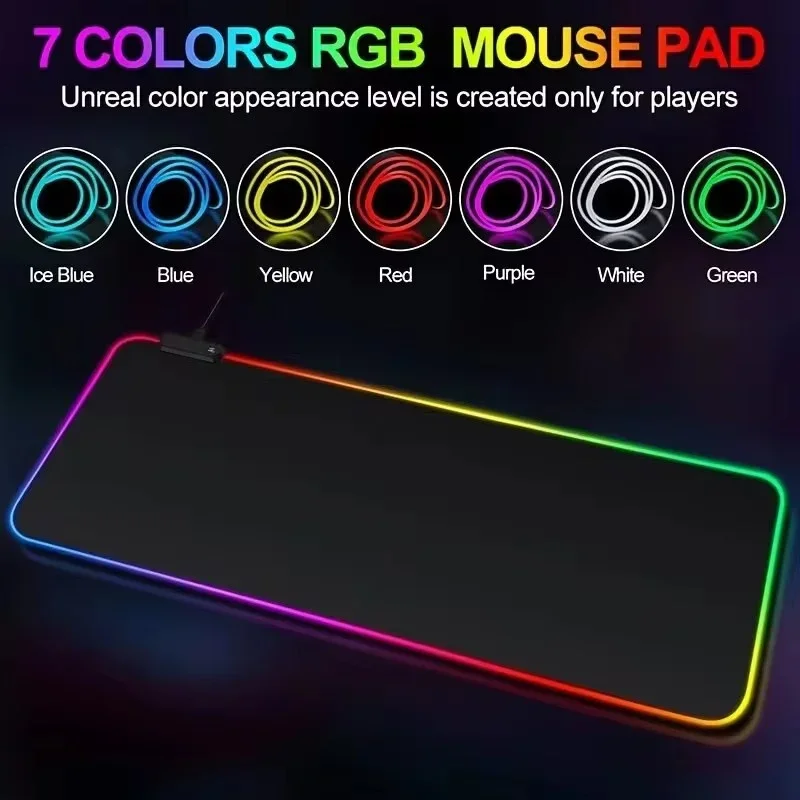 800*300*4mm 1 Pcs Large Gaming Mouse Pad Light Modes Touch Control Extended Soft Computer Keyboard Mat Non-Slip Rubber Base