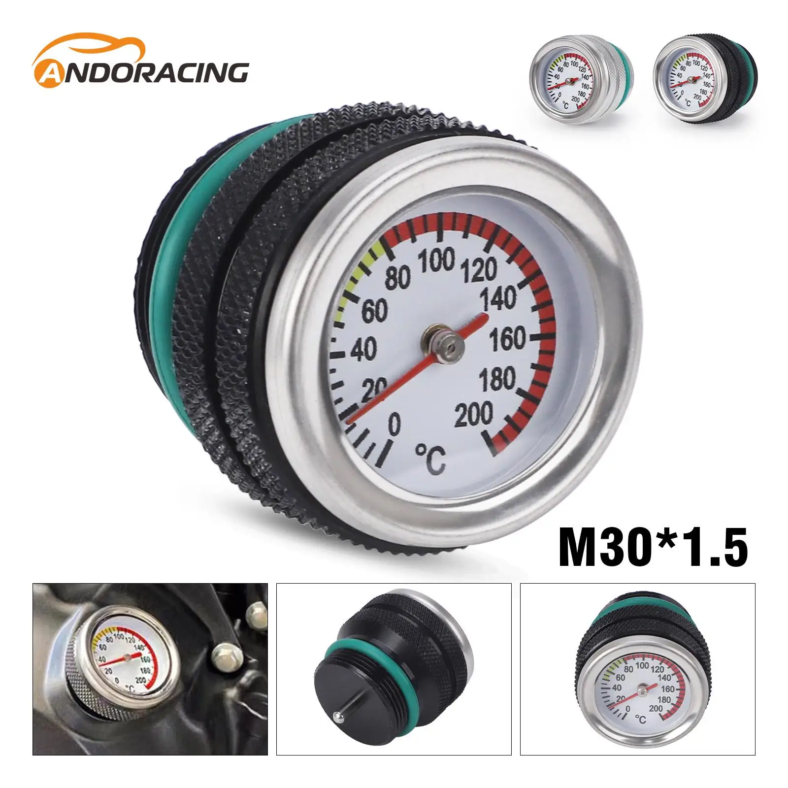 

New Motorcycle Fuel Tank Cap M30X1.5 With Oil Temperature Gauge Engine Valve Cover Oil Filler Cap For Kawasaki 650 KLR 1987-1998