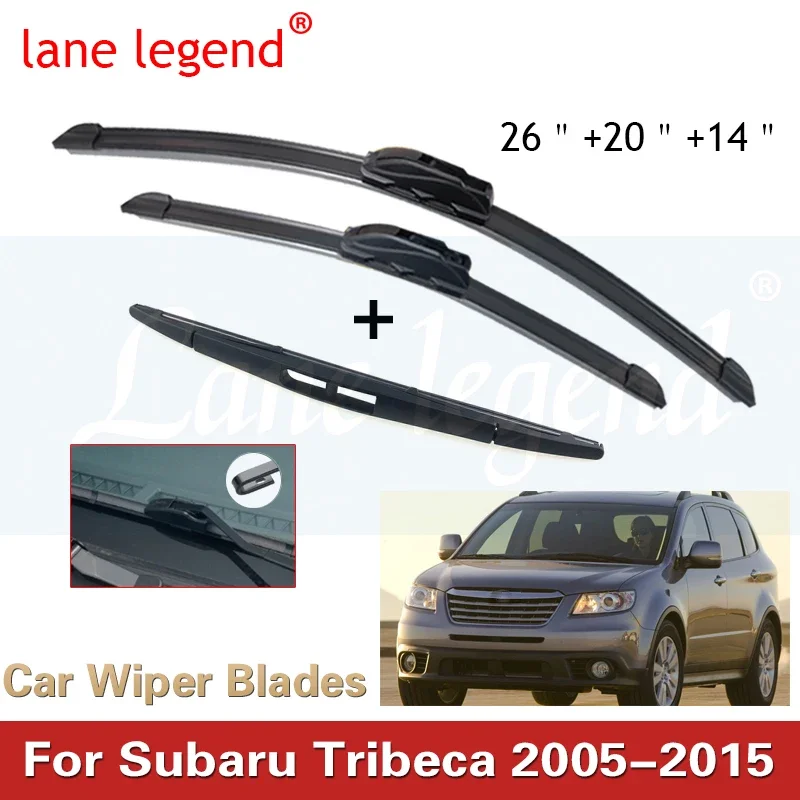 For Subaru Tribeca 2005-2015 Front Rear Wiper Blades Brushes Cutter Accessories J Hook 2005 2006 2007 2008 2009 2010 2011 2012