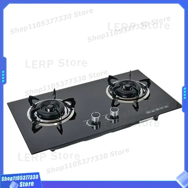 Dual Burner Built-in Gas Stove Tempered Glass Desktop Easy Installation Home Hotel Cooking Grade Energy Saving Battery