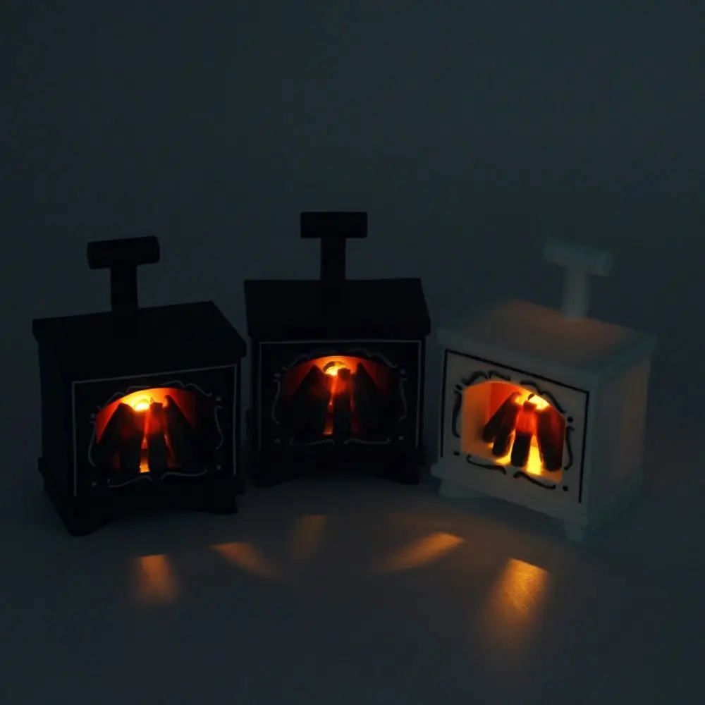 DIY Mini LED Glowing Fireplace Model Winter Christmas Halloween Gifts Mini Illuminated Fireplace Micro Landscape Ornaments