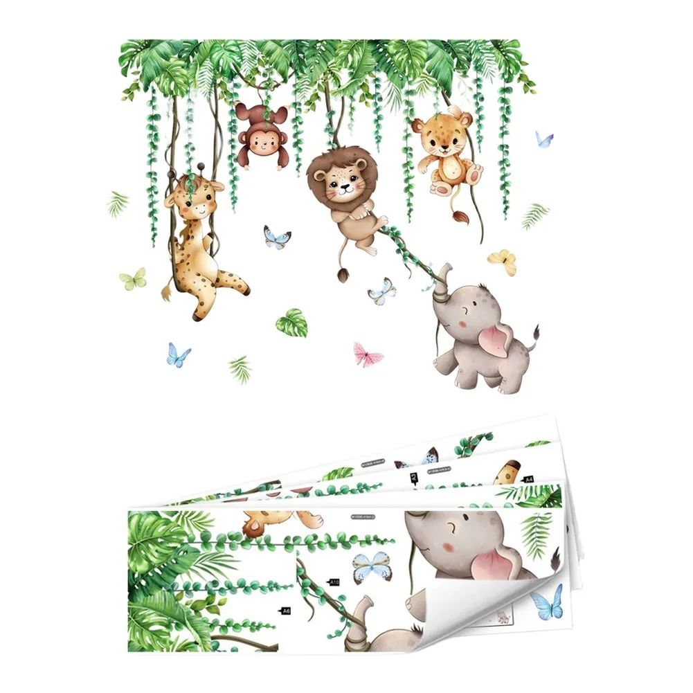 Cartoon Animal Vine Butterfly Wall Stickers Home Decoration For Room Room Bedroom Living Home Decor Art Decal Cartoon