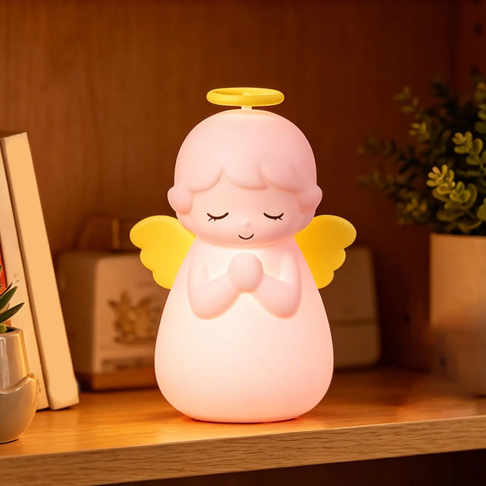 Night Light For Kids Angel Shape Bedside Light With Timer Rechargeable Table Lamp For Nursery Desk Bedside Nightstand Living