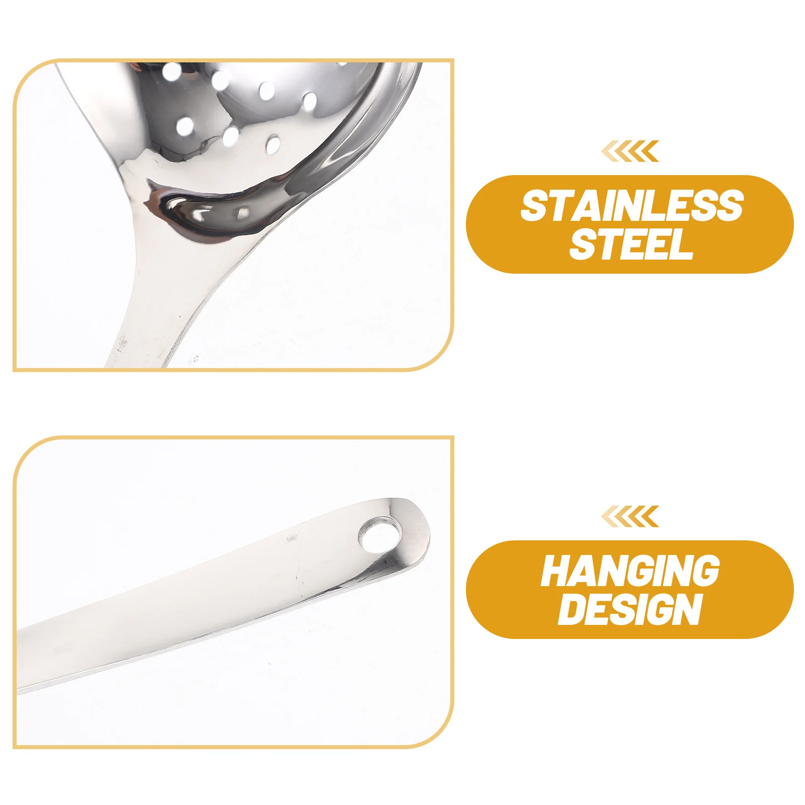 

2pcs Stainless Steel Slotted Spoons Thickened Deep Design For Soup Hot Pot Noodles Wall-Mounted Kitchen Gadgets Serving Utensils