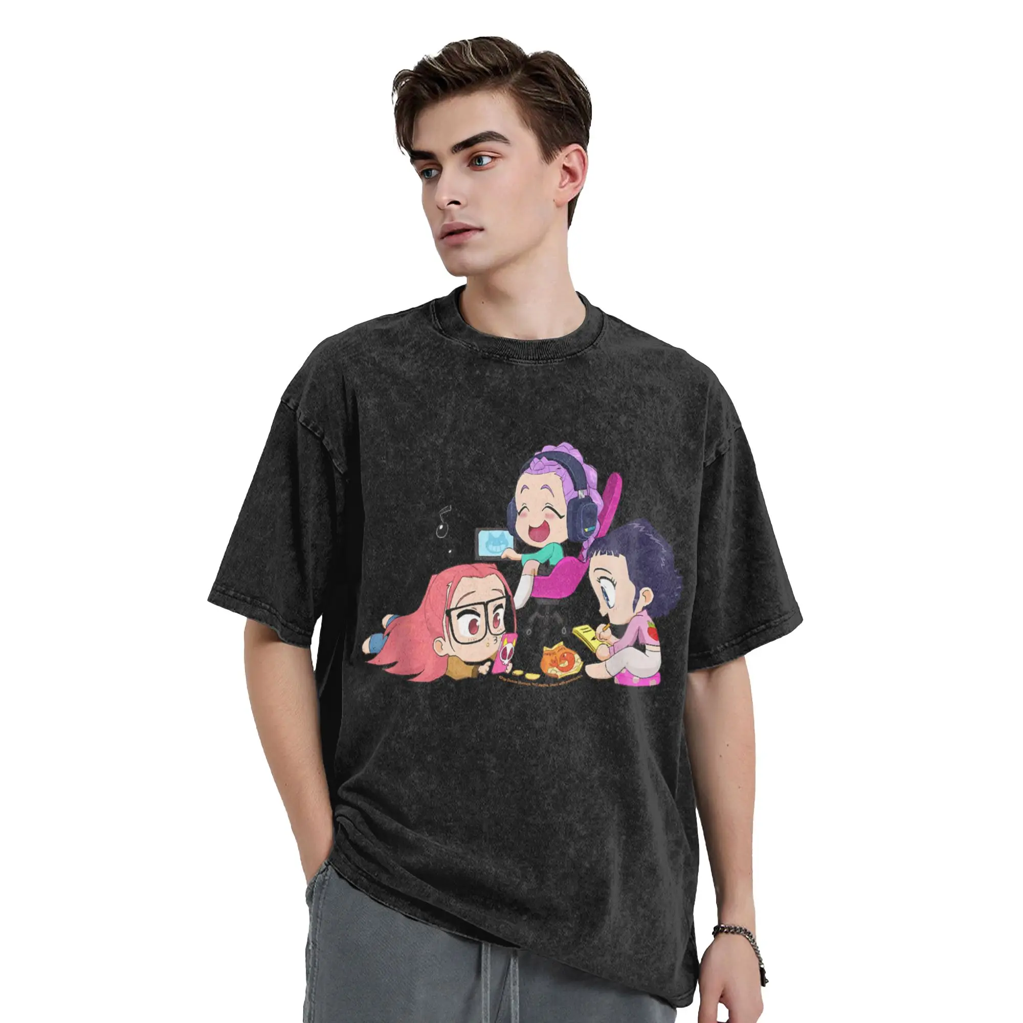 Huntrix بنات رومي زوي ميرا KPop شيطان الصيادين تي شيرت للرجال القطن موضة تي شيرت س الرقبة تي شيرت قصير الأكمام بلايز