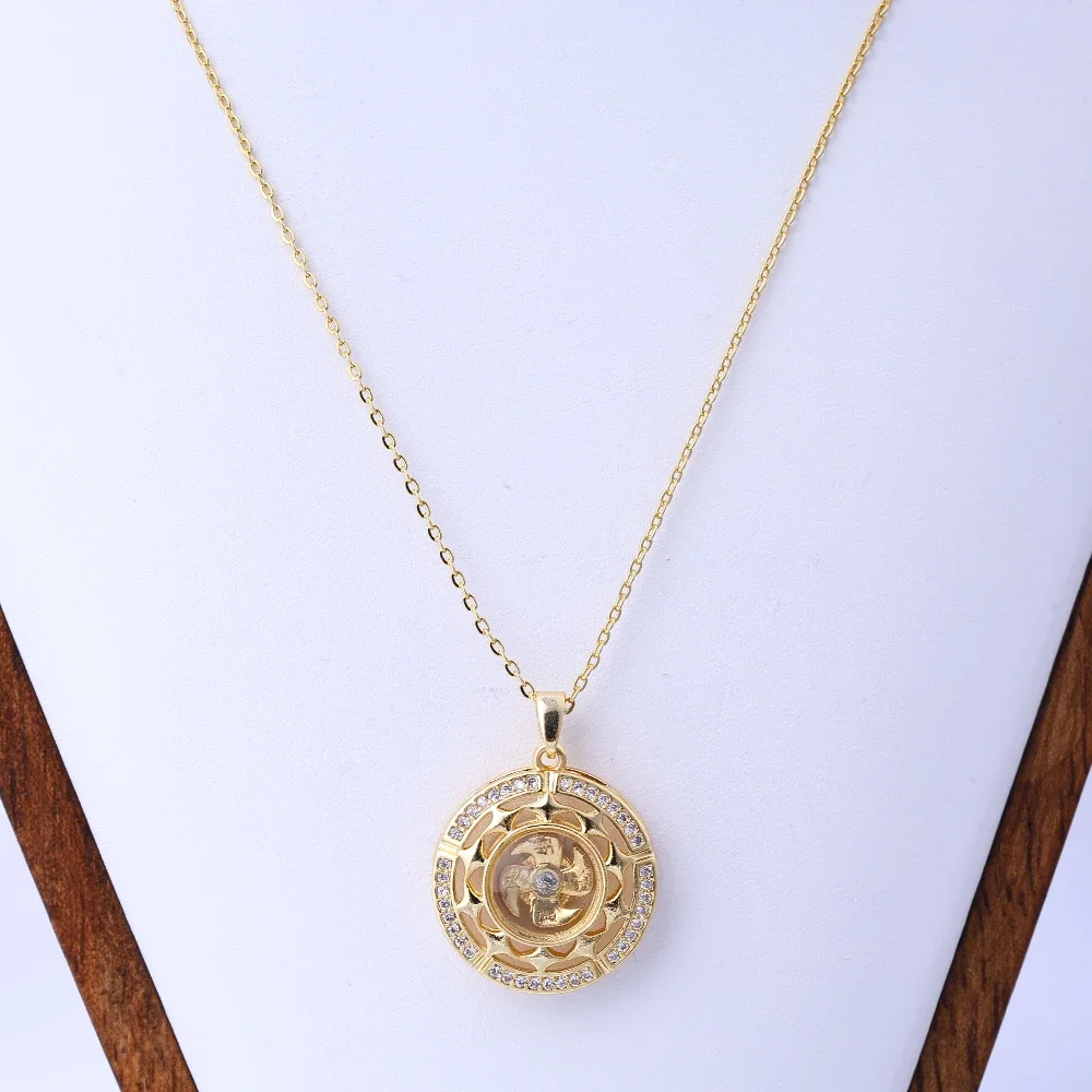 قلادة دوارة مرصعة بالألماس مستوحاة من الطراز العتيق، قلادة مجوهرات للجنسين للزينة الأنيقة